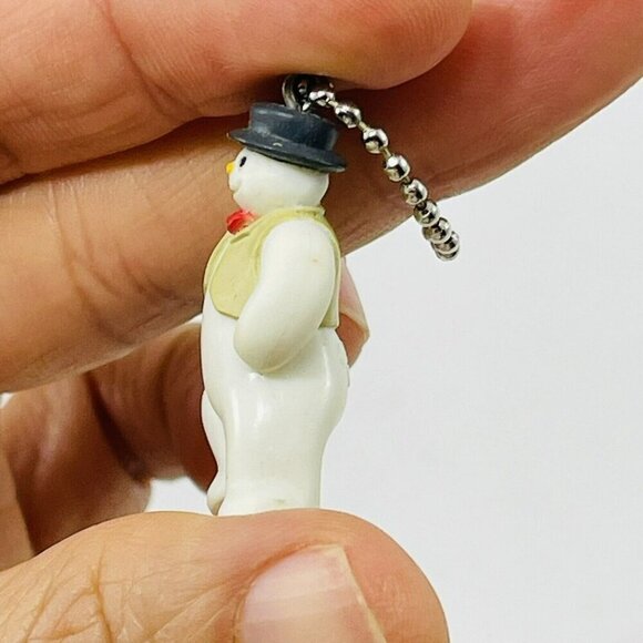 Vintage 2003 Snowman Keychain Dance Happy Jacket Chain Christmas Winter Party - Picture 3 of 9